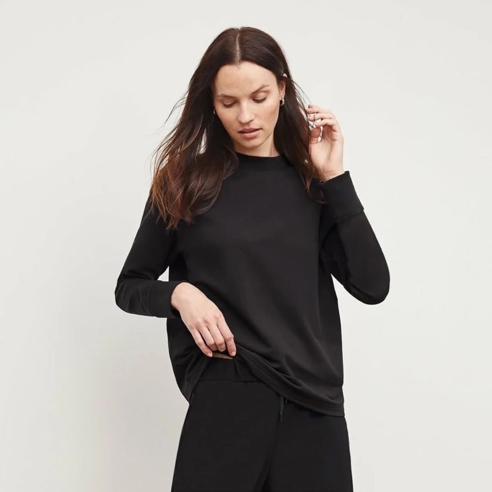 MM LAFLEUR Ellie 1.0 Pima Terry Crewneck Sweatshirt Black ELL1Blk XS‎